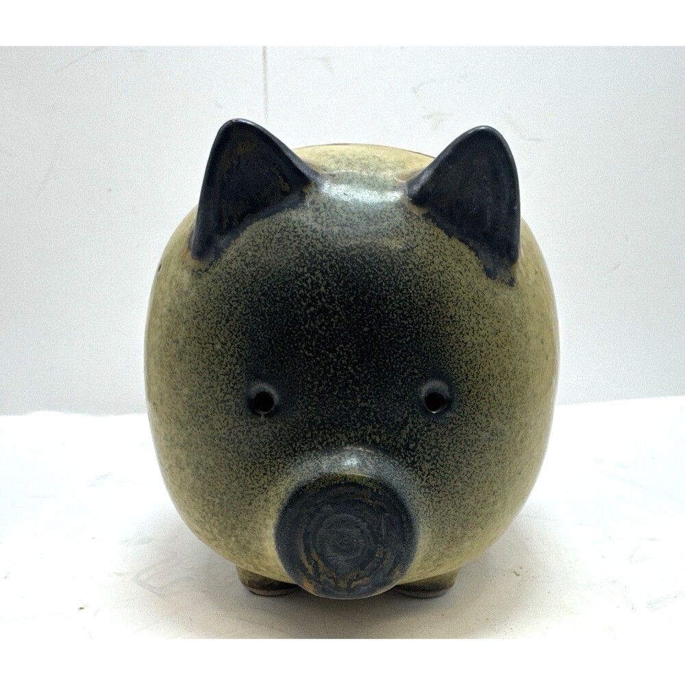 Art Pottery Stoneware Speckled Piggy Bank Money Saver No Stopper Vintage